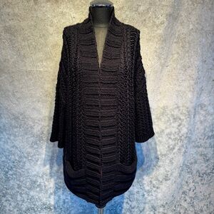 Loft Black Chunky Cardigan Sweater w/ Pockets - M/L